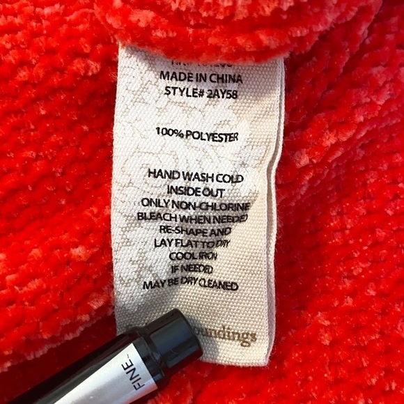 Soft Surroundings Ruffle Chenille Bright Coral Bonita Sweater - Large - Picture 8 of 11